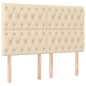 vidaXL Boxspringbett mit Matratze & LED Creme 160x200 cm Stoff vidaXL Boxspringbett mit Matratze & LED Creme 160x200 cm Stoff