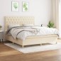 vidaXL Boxspringbett mit Matratze Creme 160x200 cm Stoff vidaXL Boxspringbett mit Matratze Creme 160x200 cm Stoff