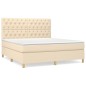 vidaXL Boxspringbett mit Matratze Creme 160x200 cm Stoff vidaXL Boxspringbett mit Matratze Creme 160x200 cm Stoff