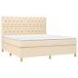 vidaXL Boxspringbett mit Matratze Creme 160x200 cm Stoff vidaXL Boxspringbett mit Matratze Creme 160x200 cm Stoff