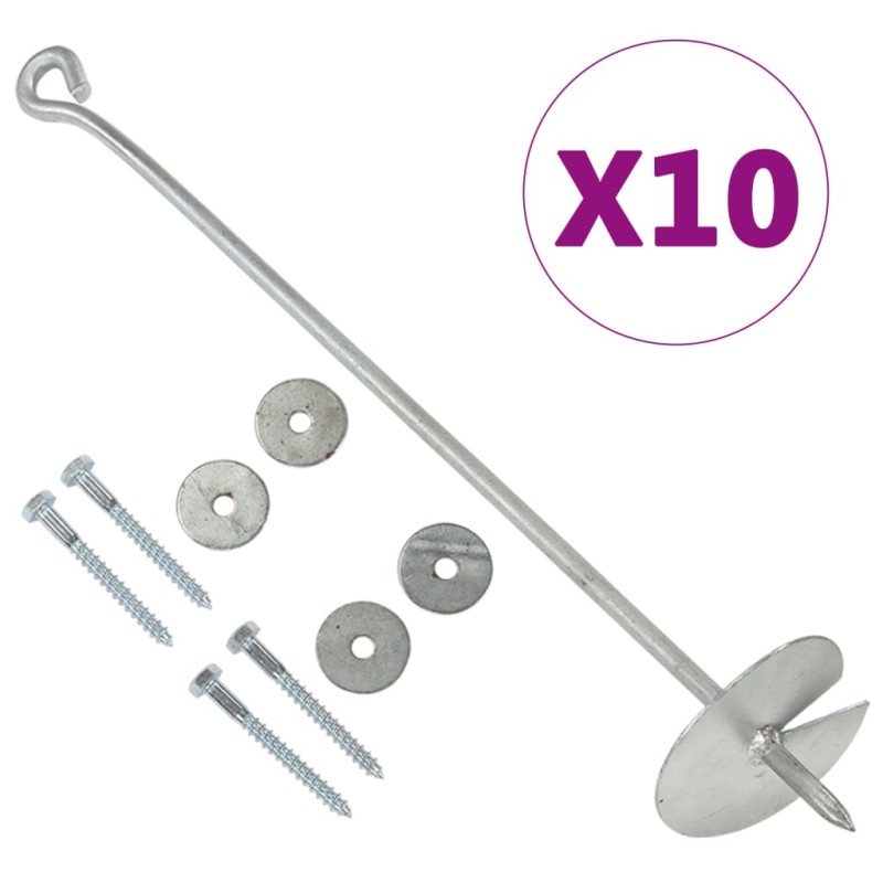vidaXL Erdanker 10 Stk. 10×60 cm Verzinktes Metall vidaXL Erdanker 10 Stk. 10×60 cm Verzinktes Metall