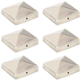 vidaXL Pfostenkappen 6 Stk. Pyramide Edelstahl 81 x 81 mm  