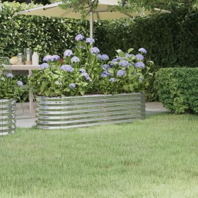 vidaXL Hochbeet Pulverbeschichteter Stahl 152x40x36 cm Silbern