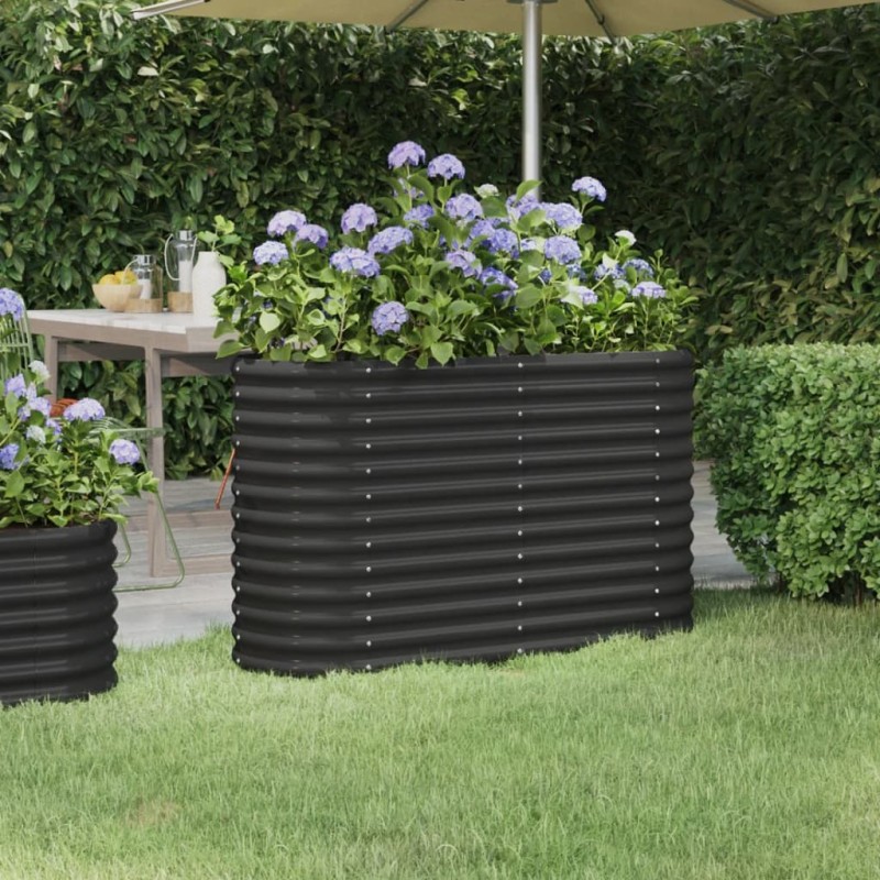vidaXL Hochbeet Pulverbeschichteter Stahl 114x40x68 cm Anthrazit vidaXL Hochbeet Pulverbeschichteter Stahl 114x40x68 cm Anthrazit