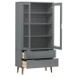 vidaXL Vitrinenschrank MOLDE Grau 90x35x175 cm Massivholz Kiefer vidaXL Vitrinenschrank MOLDE Grau 90x35x175 cm Massivholz Kiefer