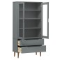 vidaXL Vitrinenschrank MOLDE Grau 90x35x175 cm Massivholz Kiefer vidaXL Vitrinenschrank MOLDE Grau 90x35x175 cm Massivholz Kiefer