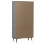 vidaXL Vitrinenschrank MOLDE Grau 90x35x175 cm Massivholz Kiefer vidaXL Vitrinenschrank MOLDE Grau 90x35x175 cm Massivholz Kiefer