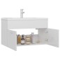 Waschbeckenunterschrank mit Einbaubecken Hochglanz-Weiß Waschbeckenunterschrank mit Einbaubecken Hochglanz-Weiß