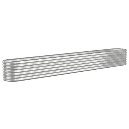 vidaXL Hochbeet Pulverbeschichteter Stahl 332x40x36 cm Silbern
