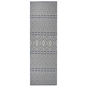 vidaXL Outdoor-Teppich Flachgewebe 80x250 cm Blau Gestreift