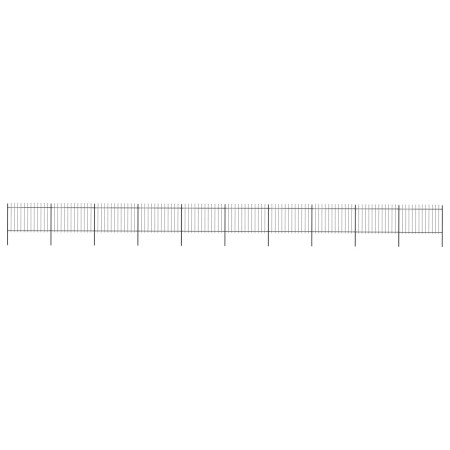 vidaXL Gartenzaun mit Speerspitzen Stahl 17 x 1,2 m Schwarz