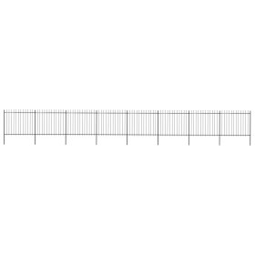 vidaXL Gartenzaun mit Speerspitzen Stahl 13,6 x 1,5 m Schwarz