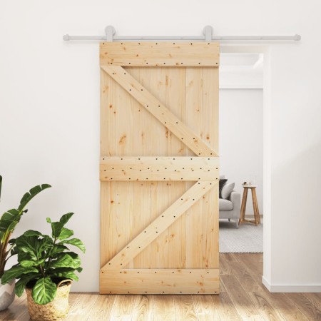 vidaXL Schiebetür mit Beschlag 100x210 cm Massivholz Kiefer