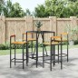 vidaXL 5-tlg. Gartenbar-Set Schwarz Poly Rattan & Massivholz Akazie vidaXL 5-tlg. Gartenbar-Set Schwarz Poly Rattan & Massivholz Akazie