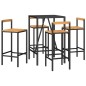 vidaXL 5-tlg. Gartenbar-Set Schwarz Poly Rattan & Massivholz Akazie vidaXL 5-tlg. Gartenbar-Set Schwarz Poly Rattan & Massivholz Akazie