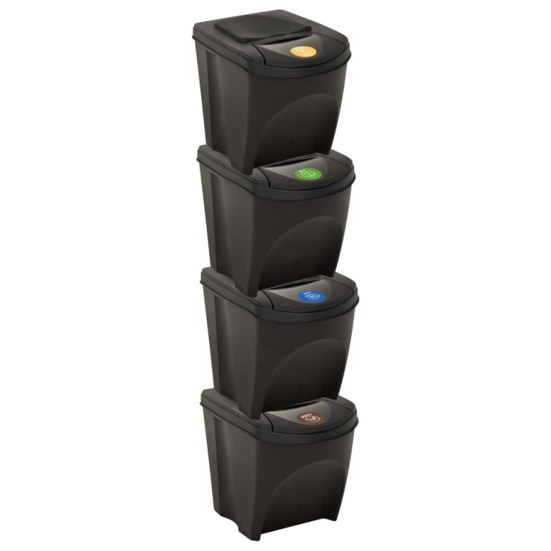 vidaXL Stapelbare Mülleimer 4 Stk. Anthrazit 100 L vidaXL Stapelbare Mülleimer 4 Stk. Anthrazit 100 L