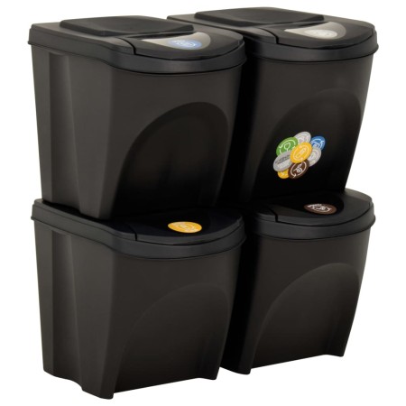 vidaXL Stapelbare Mülleimer 4 Stk. Anthrazit 100 L  