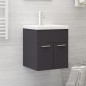 vidaXL Waschbeckenunterschrank mit Einbaubecken Grau Holzwerkstoff vidaXL Waschbeckenunterschrank mit Einbaubecken Grau Holzwerkstoff