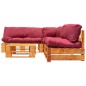 vidaXL 4-tlg. Paletten-Lounge-Set mit Kissen in Rot Holz vidaXL 4-tlg. Paletten-Lounge-Set mit Kissen in Rot Holz