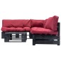 vidaXL 4-tlg. Paletten-Lounge-Set mit Kissen in Rot Holz vidaXL 4-tlg. Paletten-Lounge-Set mit Kissen in Rot Holz
