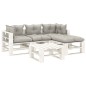 vidaXL 5-tlg. Garten-Lounge-Set Paletten mit Kissen in Taupe Holz vidaXL 5-tlg. Garten-Lounge-Set Paletten mit Kissen in Taupe Holz