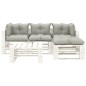 vidaXL 5-tlg. Garten-Lounge-Set Paletten mit Kissen in Taupe Holz vidaXL 5-tlg. Garten-Lounge-Set Paletten mit Kissen in Taupe Holz