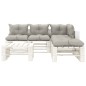 vidaXL 6-tlg. Garten-Lounge-Set Paletten mit Kissen in Taupe Holz vidaXL 6-tlg. Garten-Lounge-Set Paletten mit Kissen in Taupe Holz