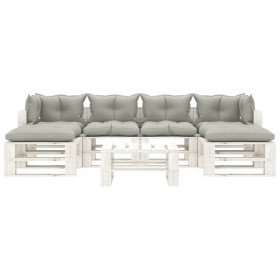 vidaXL 7-tlg. Garten-Lounge-Set Paletten mit Kissen in Taupe Holz