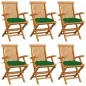 vidaXL Gartenstühle mit Grünen Kissen 6 Stk. Massivholz Teak vidaXL Gartenstühle mit Grünen Kissen 6 Stk. Massivholz Teak