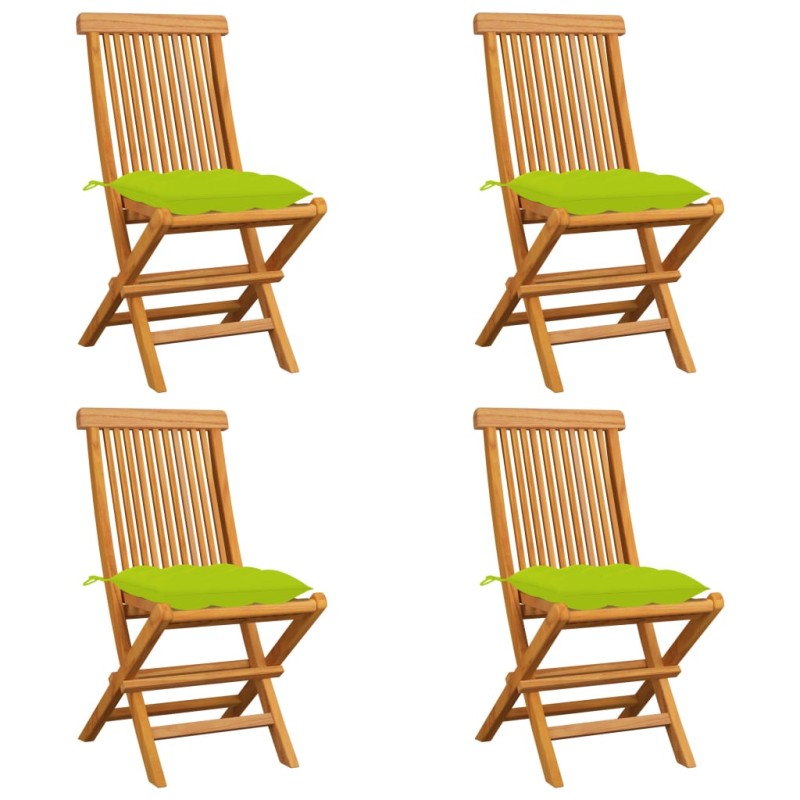 vidaXL Gartenstühle mit Hellgrünen Kissen 4 Stk. Massivholz Teak vidaXL Gartenstühle mit Hellgrünen Kissen 4 Stk. Massivholz Teak