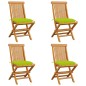 vidaXL Gartenstühle mit Hellgrünen Kissen 4 Stk. Massivholz Teak vidaXL Gartenstühle mit Hellgrünen Kissen 4 Stk. Massivholz Teak