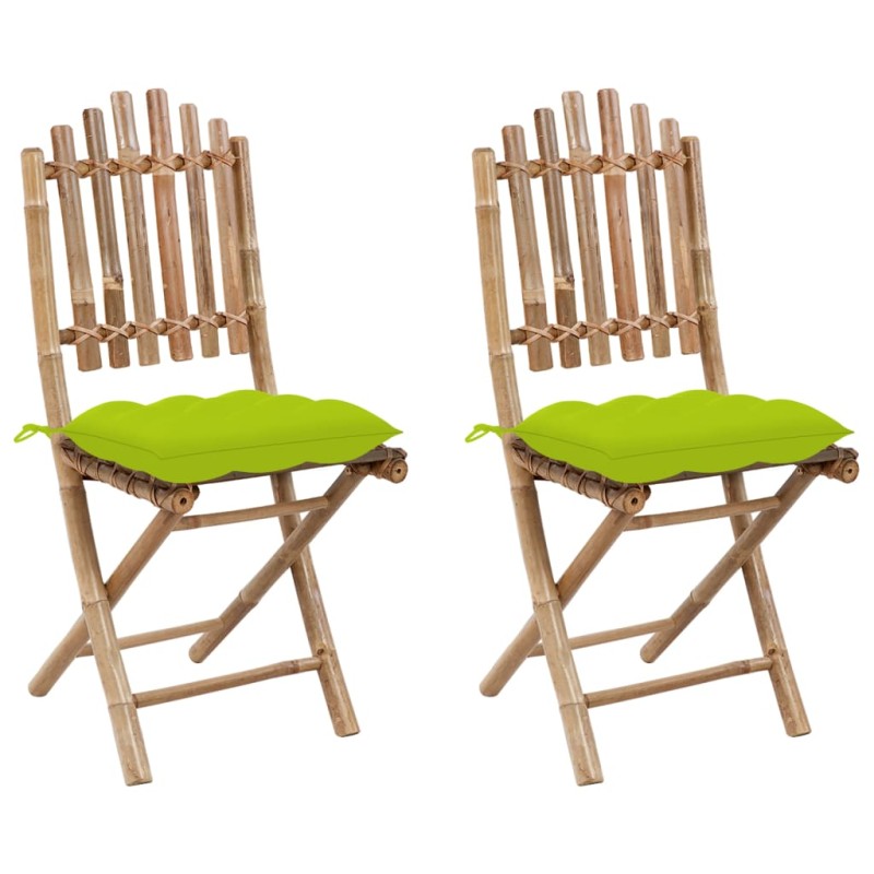 vidaXL Klappbare Gartenstühle 2 Stk. mit Kissen Bambus vidaXL Klappbare Gartenstühle 2 Stk. mit Kissen Bambus