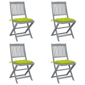 vidaXL Klappbare Gartenstühle 4 Stk. mit Kissen Massivholz Akazie