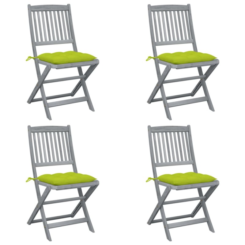 vidaXL Klappbare Gartenstühle 4 Stk. mit Kissen Massivholz Akazie vidaXL Klappbare Gartenstühle 4 Stk. mit Kissen Massivholz Akazie