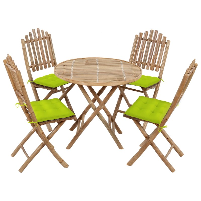 vidaXL 5-tlg. Garten-Essgruppe mit Kissen Klappbar Bambus vidaXL 5-tlg. Garten-Essgruppe mit Kissen Klappbar Bambus