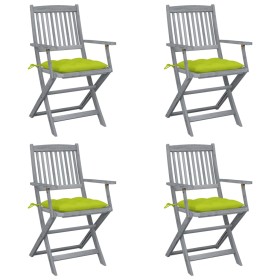 vidaXL Klappbare Gartenstühle 4 Stk. mit Kissen Massivholz Akazie
