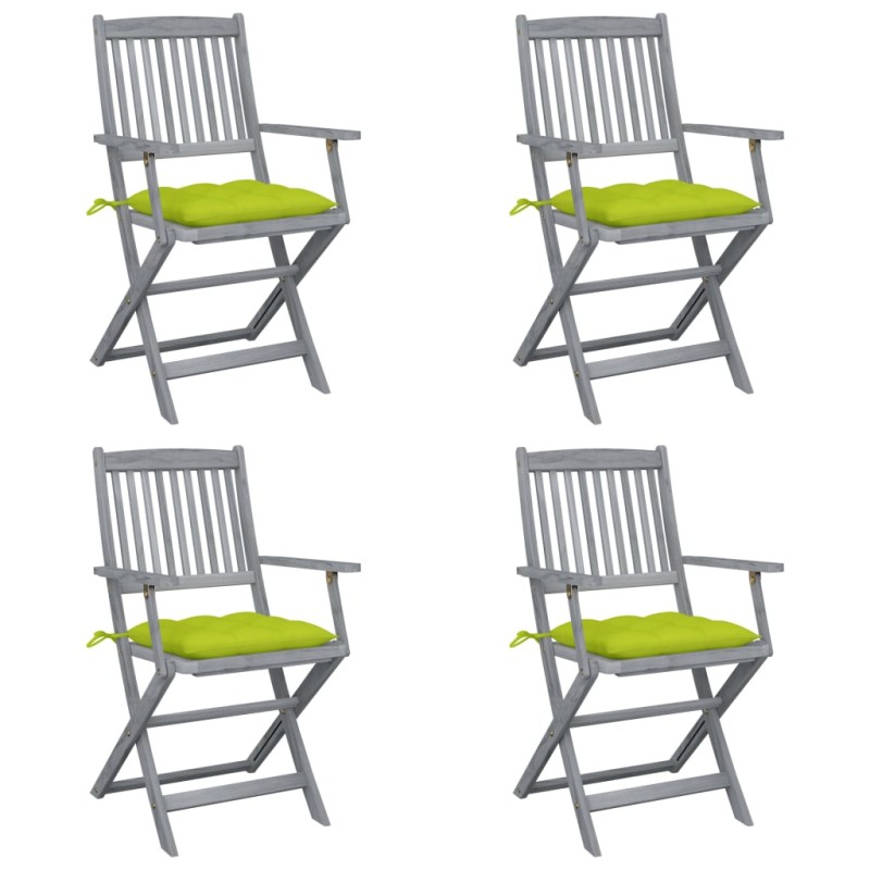 vidaXL Klappbare Gartenstühle 4 Stk. mit Kissen Massivholz Akazie vidaXL Klappbare Gartenstühle 4 Stk. mit Kissen Massivholz Akazie