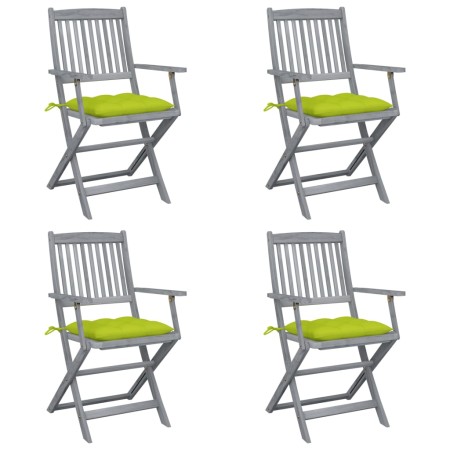 vidaXL Klappbare Gartenstühle 4 Stk. mit Kissen Massivholz Akazie