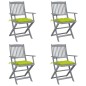 vidaXL Klappbare Gartenstühle 4 Stk. mit Kissen Massivholz Akazie vidaXL Klappbare Gartenstühle 4 Stk. mit Kissen Massivholz Akazie