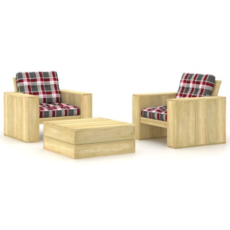 vidaXL 3-tlg. Garten-Lounge-Set mit Kissen Kiefernholz Imprägniert