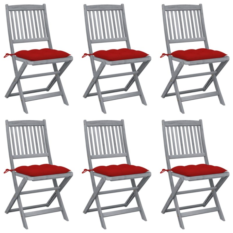 vidaXL Klappbare Gartenstühle 6 Stk. mit Kissen Massivholz Akazie vidaXL Klappbare Gartenstühle 6 Stk. mit Kissen Massivholz Akazie