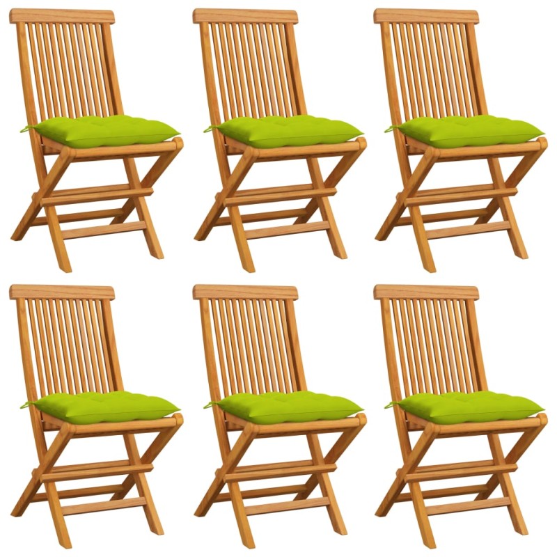 vidaXL Gartenstühle mit Hellgrünen Kissen 6 Stk. Massivholz Teak vidaXL Gartenstühle mit Hellgrünen Kissen 6 Stk. Massivholz Teak