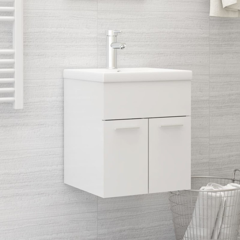 Waschbeckenunterschrank mit Einbaubecken Hochglanz-Weiß Waschbeckenunterschrank mit Einbaubecken Hochglanz-Weiß