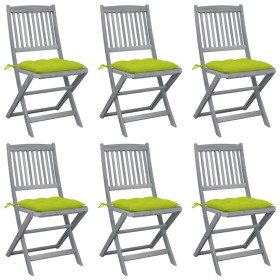 vidaXL Klappbare Gartenstühle 6 Stk. mit Kissen Massivholz Akazie