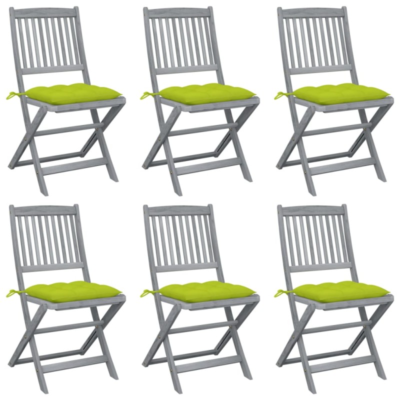 vidaXL Klappbare Gartenstühle 6 Stk. mit Kissen Massivholz Akazie vidaXL Klappbare Gartenstühle 6 Stk. mit Kissen Massivholz Akazie