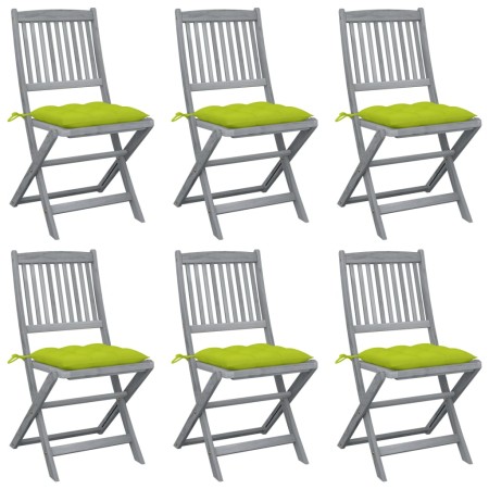 vidaXL Klappbare Gartenstühle 6 Stk. mit Kissen Massivholz Akazie