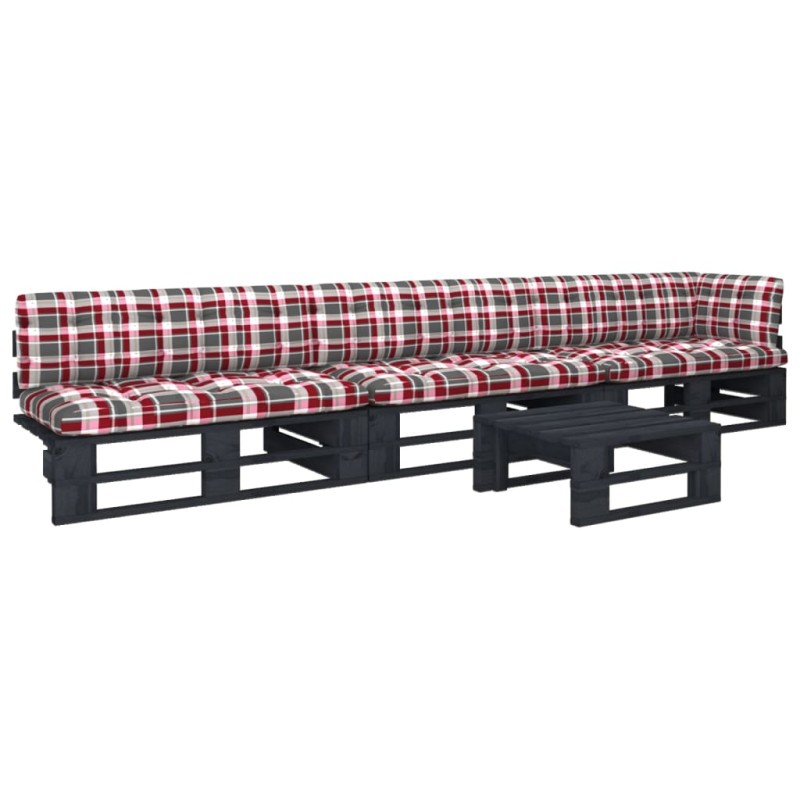 vidaXL 4-tlg. Paletten-Lounge-Set Schwarz Imprägniertes Kiefernholz vidaXL 4-tlg. Paletten-Lounge-Set Schwarz Imprägniertes Kiefernholz