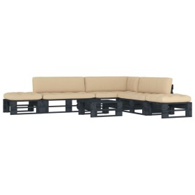 vidaXL 6-tlg. Paletten-Lounge-Set Schwarz Imprägniertes Kiefernholz
