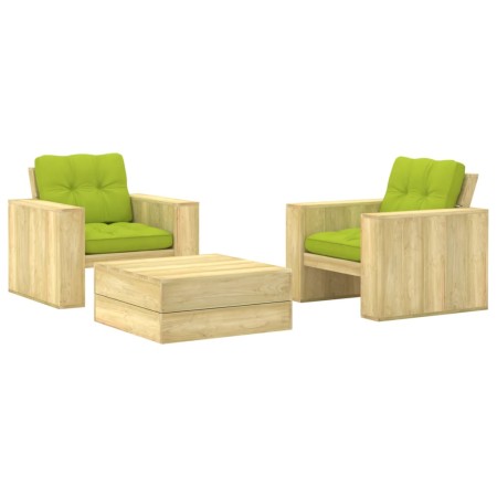 vidaXL 3-tlg. Garten-Lounge-Set mit Kissen Kiefernholz Imprägniert