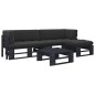 vidaXL 4-tlg. Paletten-Lounge-Set Schwarz Imprägniertes Kiefernholz vidaXL 4-tlg. Paletten-Lounge-Set Schwarz Imprägniertes Kiefernholz